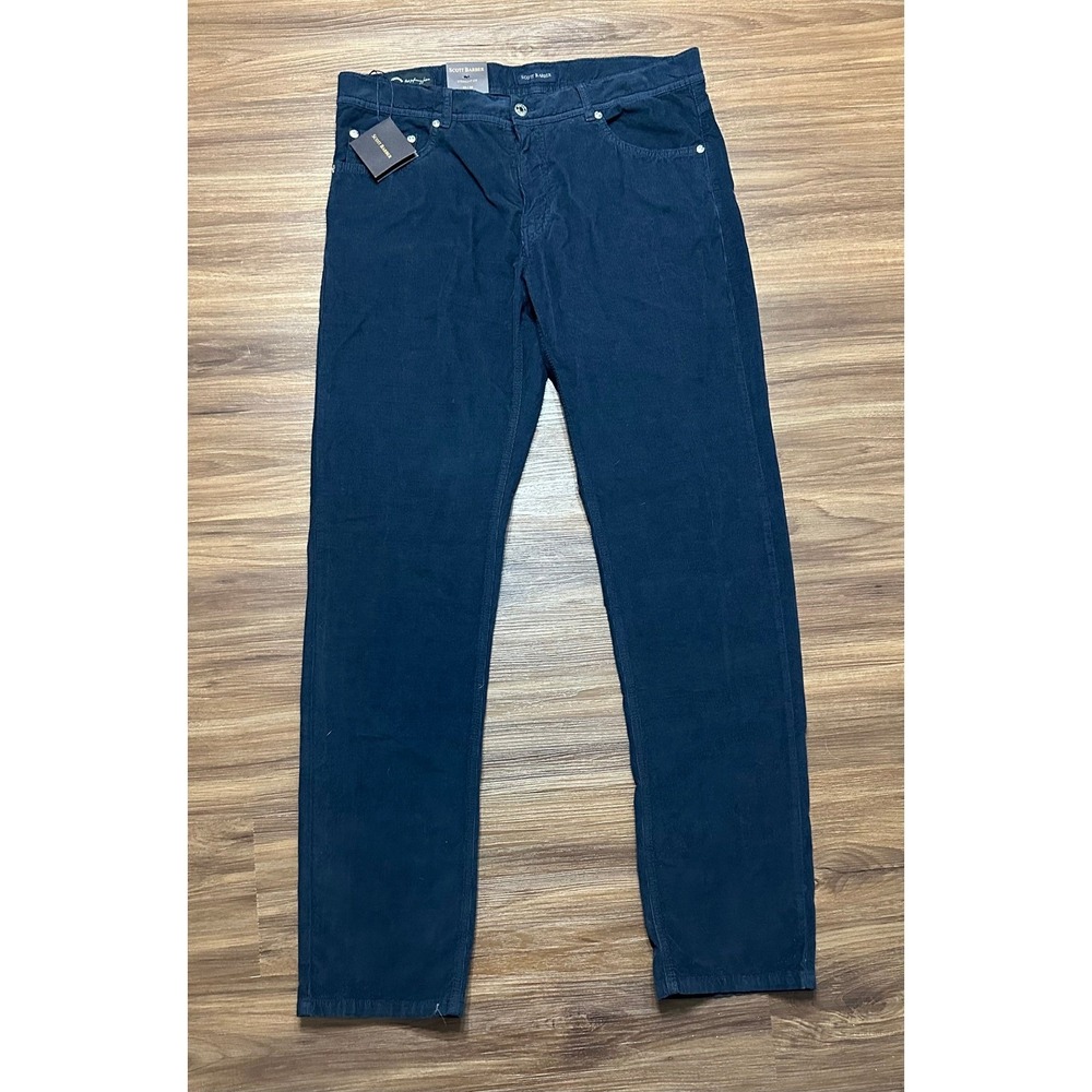 Scott Barber Mens Straight Fit Corduroy Pants Midnight Blue Sz 35x34 NEW